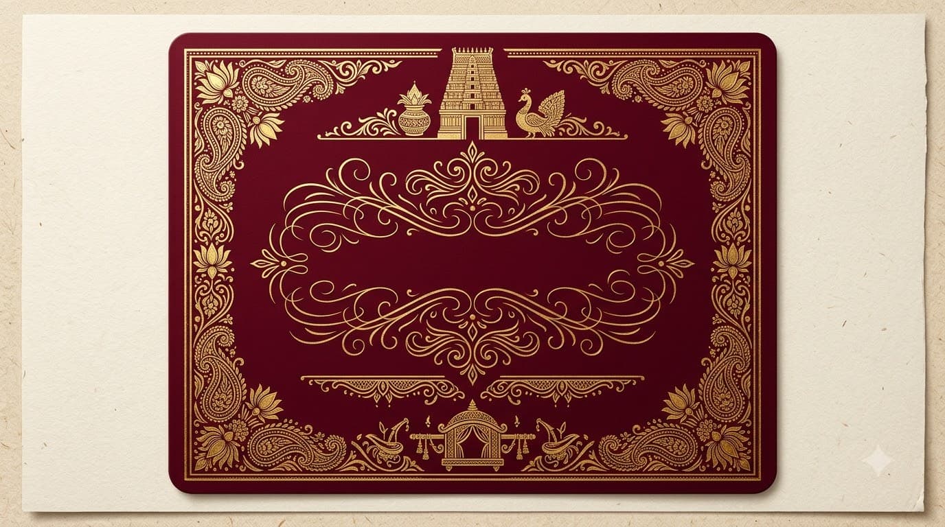 south indian wedding cards uk – ornate Telugu Tamil wedding invitation design