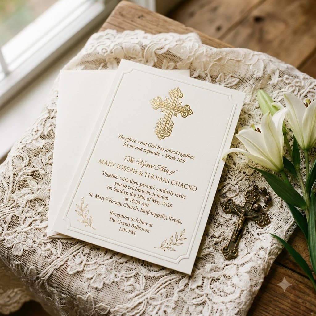 kerala christian wedding invitation wording card with bible verse
