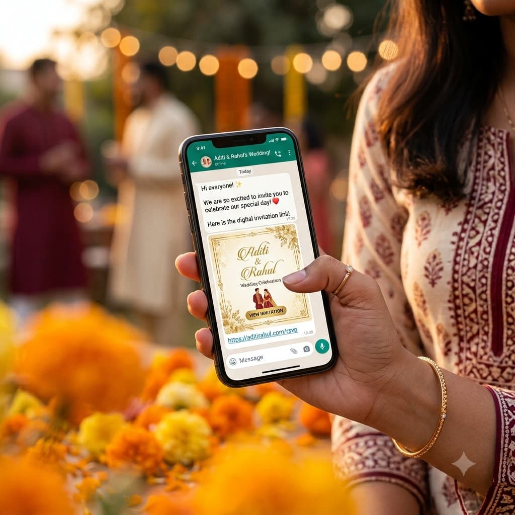 wedding invitation message for whatsapp on smartphone screen